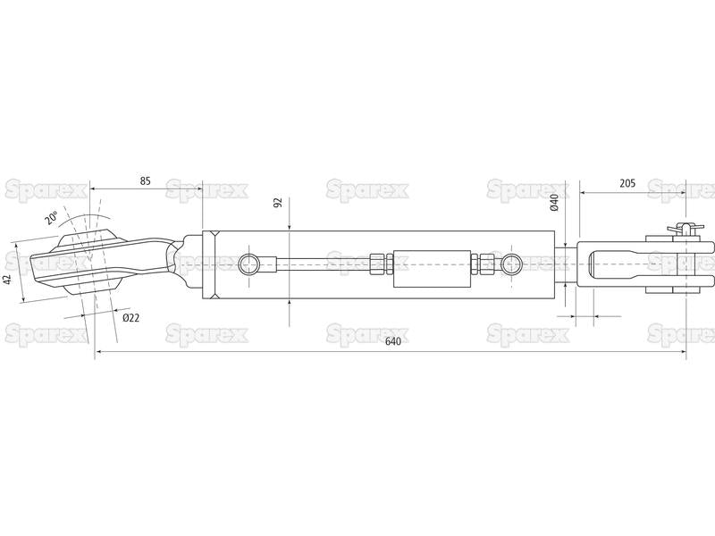 Braço Hidraulico (Fornecido com: Mangueiras), Comprimento minimo: 640mm, Diametro interno Cilindro: 80mm. (S.153735)