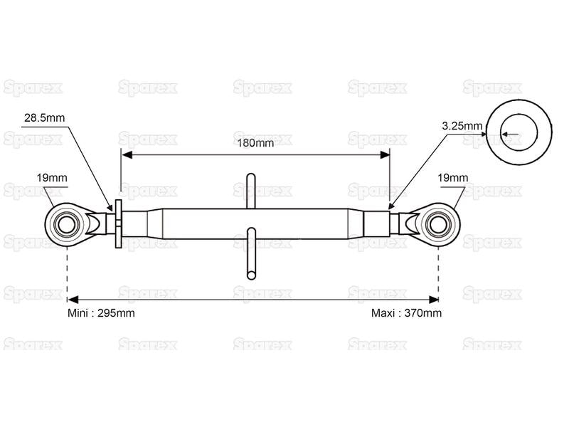 3º ponto (Cat.1/1) Olhal and Olhal, 1 1/8'', Comprimento minimo: 290mm. (S.15502)