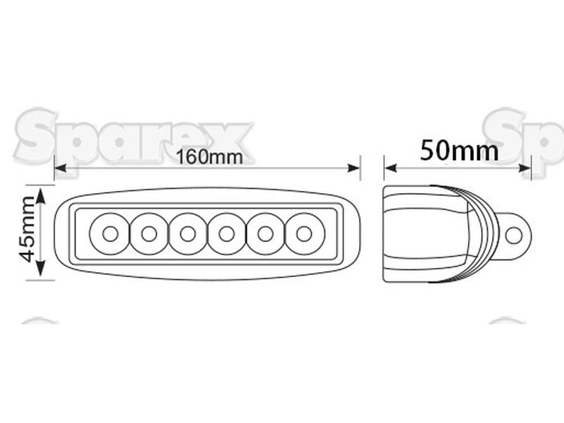 LED Barra plana, 165mm, 2500 Lumens, 10-30V (S.155420)