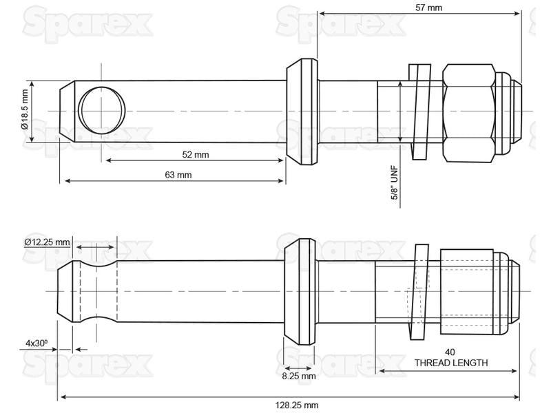 Cavilha 18x128mm, Tamanho da rosca 5/8''x40mm (S.15600)