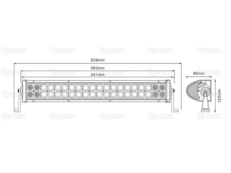 LED Barra plana, 610mm, 7200 Lumens, 10-30V (S.162197)