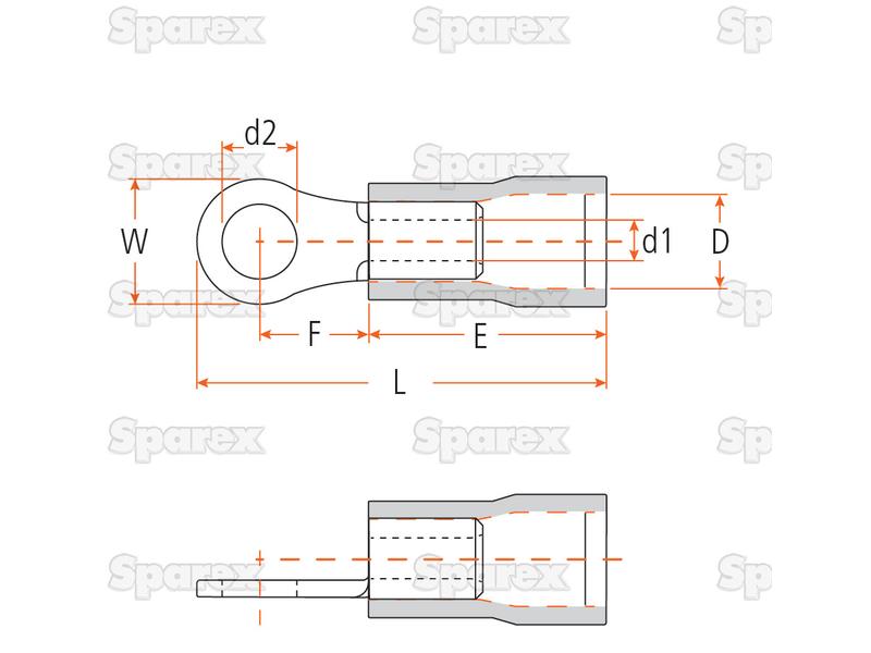 Terminal, Aperto Duplo, 5.3mm, Vermelho (0.5 - 1.5mm) (S.163553)