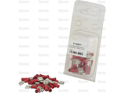 Terminal, Aperto Duplo - Fêmea, 6.3mm, Vermelho (0.5 - 1.5mm) (Agripak 25 un) (S.163577)