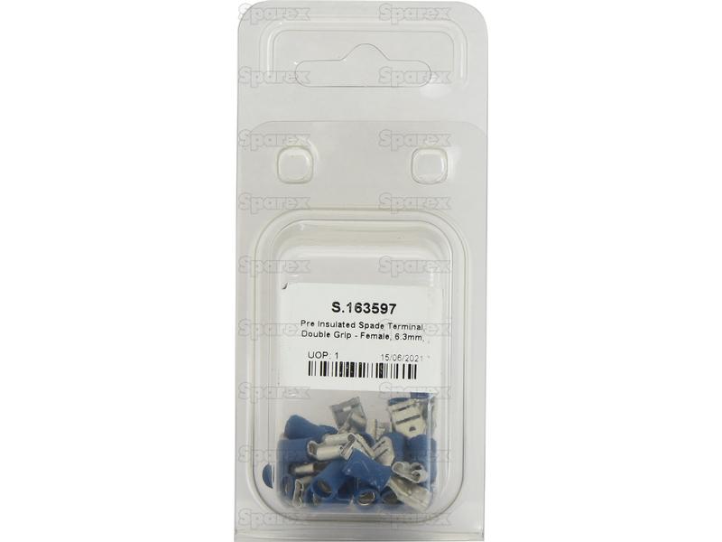 Terminal, Aperto Duplo - Fêmea, 6.3mm, Azul (1.5 - 2.5mm) (Agripak 25 un) (S.163597)