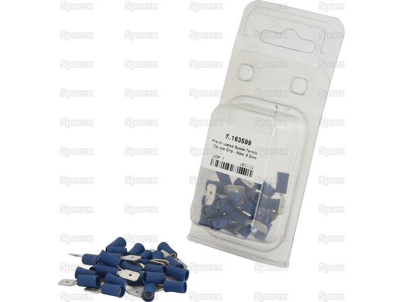 Terminal, Aperto Duplo - Macho, 6.3mm, Azul (1.5 - 2.5mm) (Agripak 25 un) (S.163599)