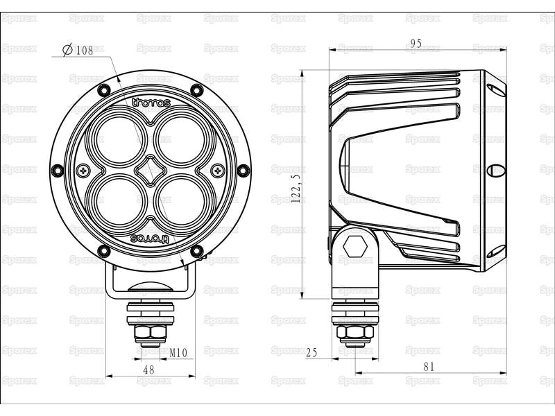 LED Farol (Cree Alta Potencia), CISPR 25: Class 3, 4300 Lumens, 10-60V (S.164167)