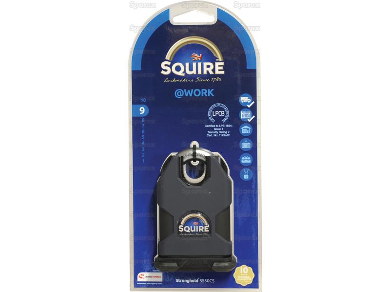 Squire Stronghold Padlock - Key Alike - Hardened Aço, Largura da estrutura em: 50mm (Classificação de segurança: 9) (S.164748)