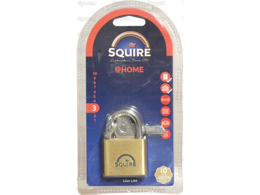 Squire Solid Brass Lion Range Padlock - Key Alike - Brass, Largura da estrutura em: 39.5mm (Classificação de segurança: 3) (S.164762)