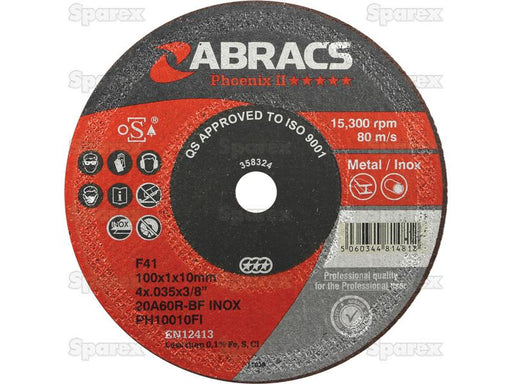 Disco de corte Ø100 x 1 x 10mm 20A60RBF (S.164804)