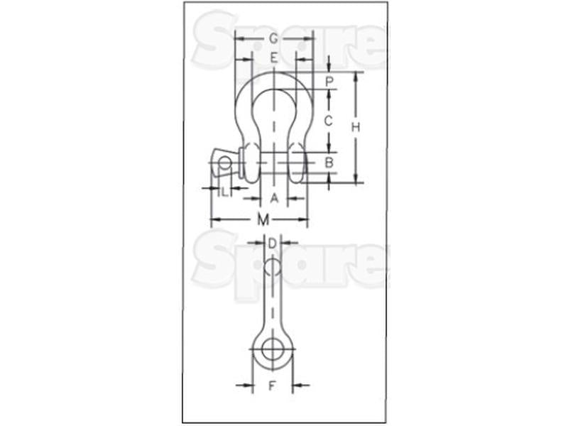 Manilha de âncora com cavilha aparafusada G209 - Carga de trabalho segura: 4 3/4T, Tamanho: 3/4'' (1 un.) (S.164948)