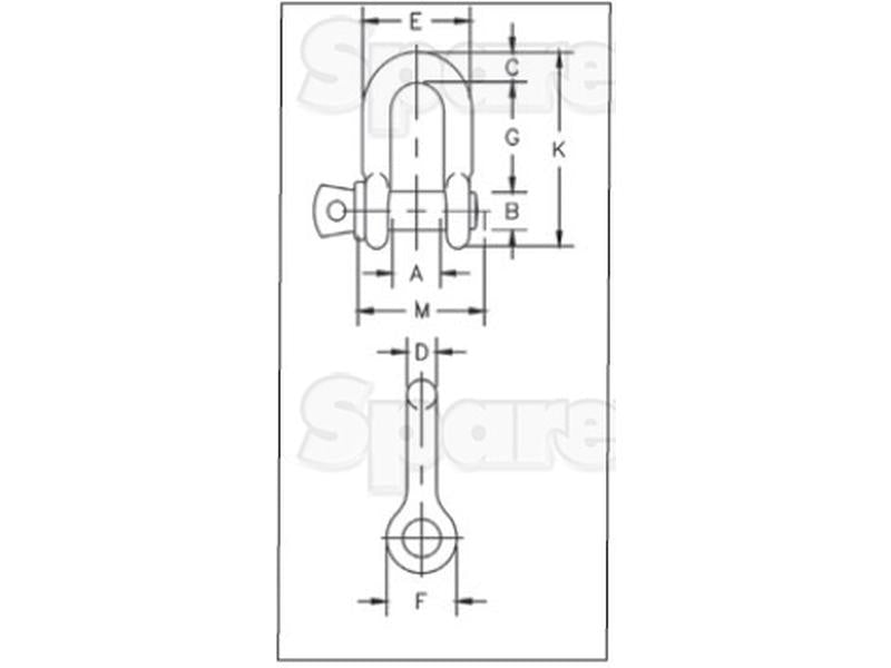 Manilha de corrente com cavilha aparafusada G210 - Carga de trabalho segura: 1/2T, Tamanho: 1/4'' (5 un) (S.164955)