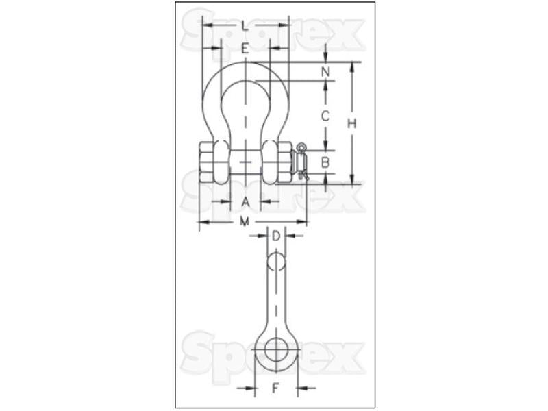 Manilha de âncora tipo parafuso G2130 - Carga de trabalho segura: 1/2T, Tamanho: 1/4'' (5 un) (S.164966)