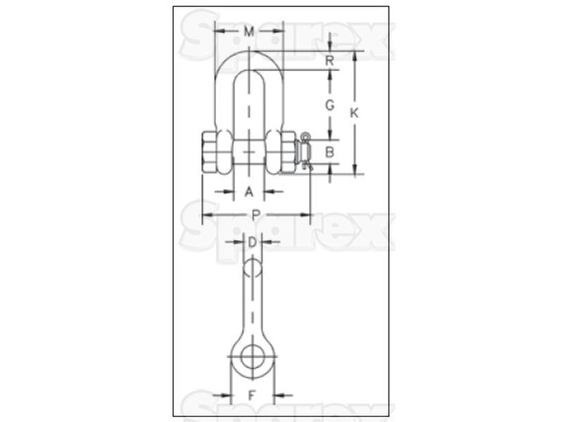 Manilha de corrente tipo parafuso G2150 - Carga de trabalho segura: 9 1/2T, Tamanho: 1 1/8 (S.164985)