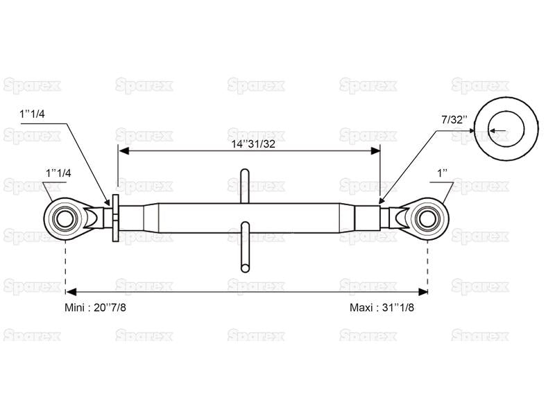 3º ponto (Cat.2/3) Comprimento minimo 530mm (S.16785)