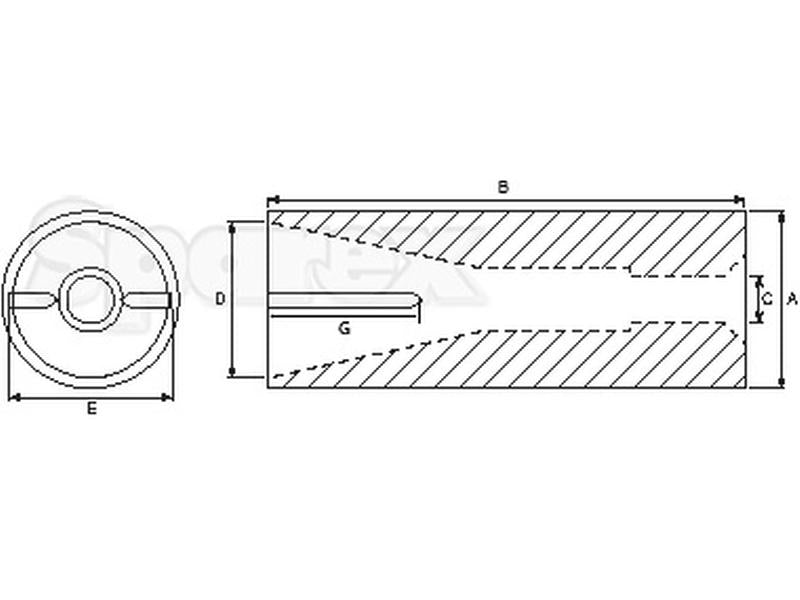 Casquilho bico do carregador frontal - Ø50 x 110mm (Cone 1) (S.19835)