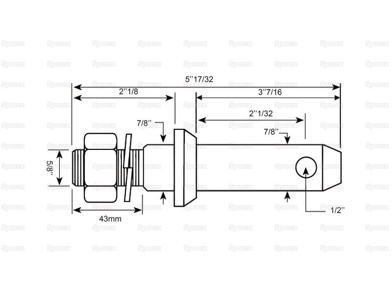 Munhao 22x140mm, Tamanho da rosca 5/8''x43mm Cat. 1 (S.199)