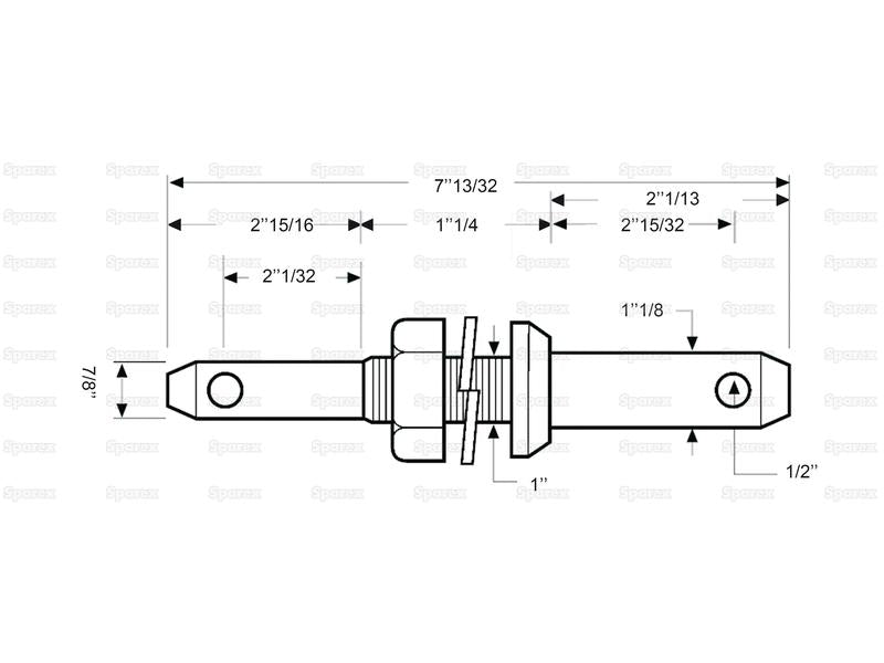 Munhao - Categoria dupla 22 - 28x191mm, Tamanho da rosca 1x32mm Tamanho da rosca 1/2 (S.213)