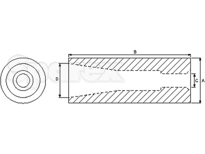 Casquilho bico do carregador frontal - Ø44 x 120mm (Cone 1) (S.21527)