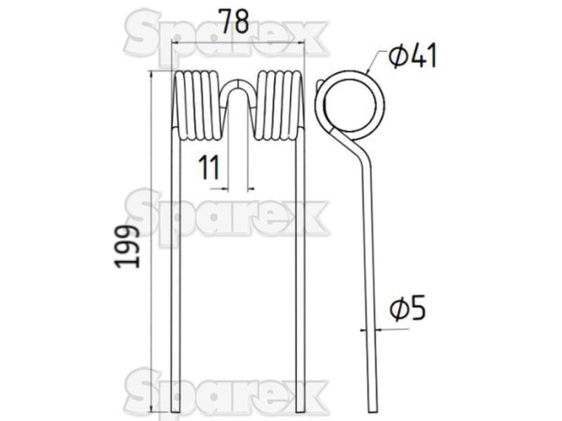 Mola - - - Comprimento:199mm, Largura:78mm, Ø5mm - Acessorios para Massey Ferguson Aplicavel em: 585136M1 (S.22301)