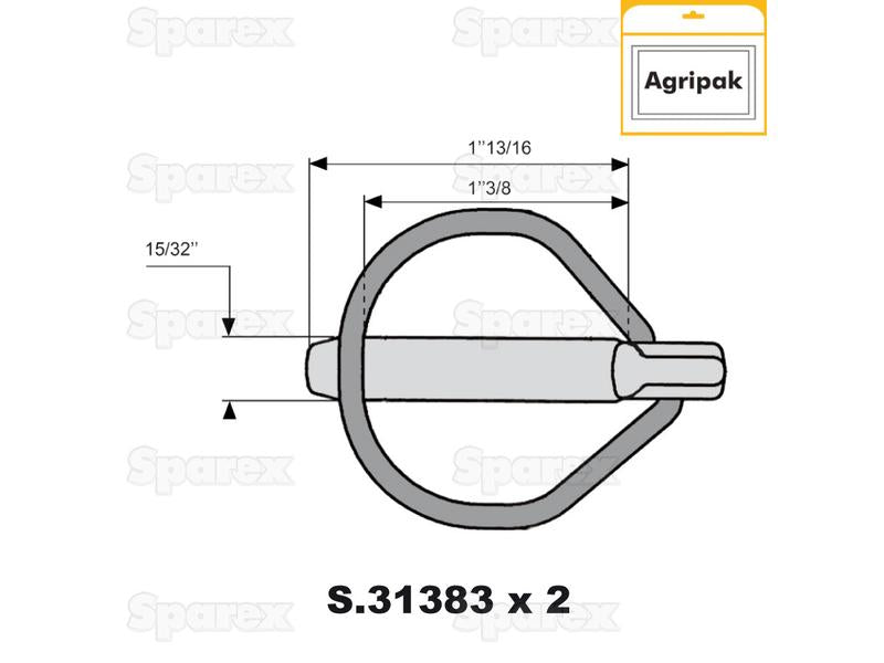 Cavilha Ø11.5mm x 46mm (2 un Agripak) (S.22539)