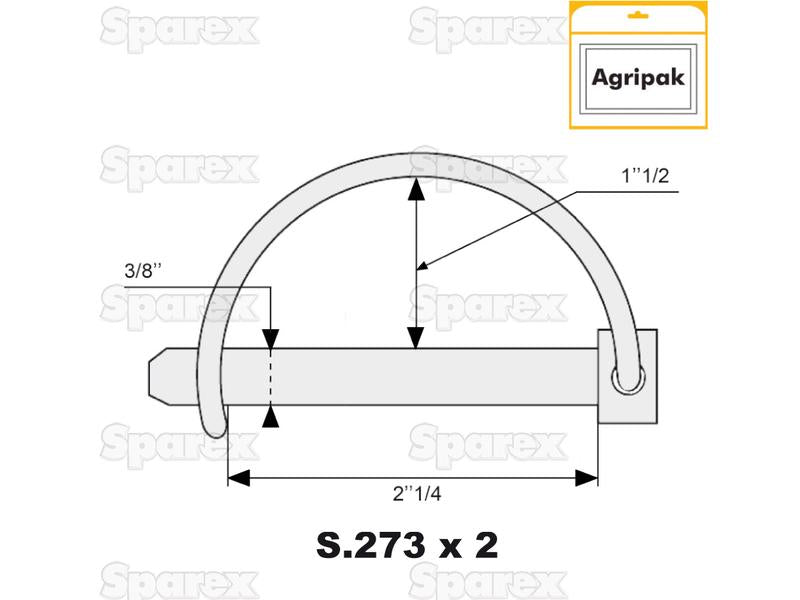 Cavilha Ø9.5mm x 57mm (2 un Agripak) (S.2273)