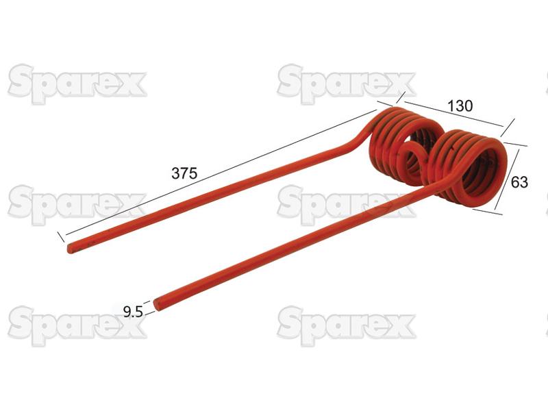 Mola - - - Comprimento:375mm, Largura:130mm, Ø9.5mm - Acessorios para Claas, Bautz Aplicavel em: 9568151 (S.22837)