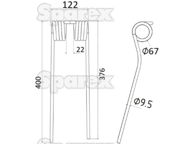 Mola - Direito - Comprimento:400mm, Largura:122mm, Ø9.5mm - Acessorios para SIP, Twose Aplicavel em: 154796000 (S.22887)