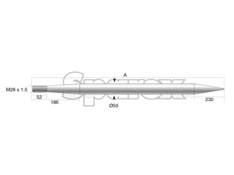 Bico - Direita 880mm, Tamanho da rosca: M28 x 1.50 (Redondo) (S.22890)