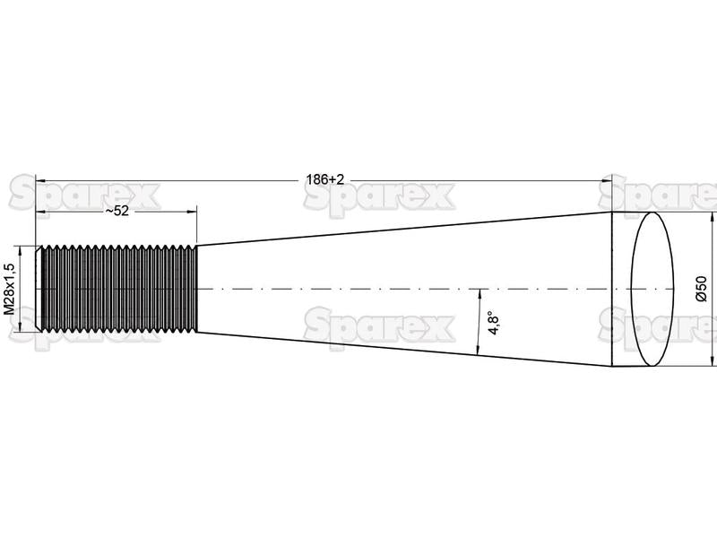 Bico - Direita 880mm, Tamanho da rosca: M28 x 1.50 (Redondo) (S.22890)