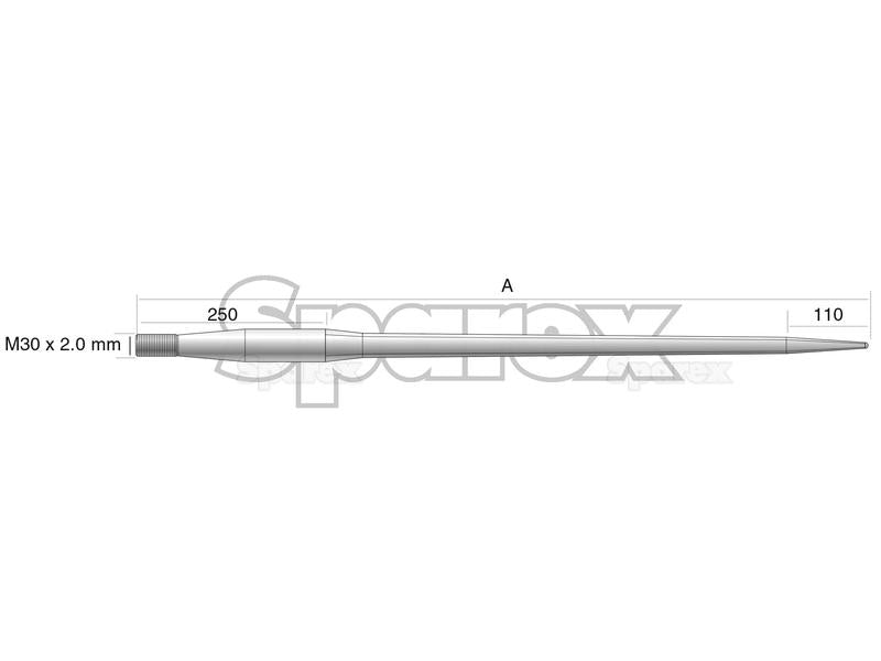 Bico - Direita 810mm, Tamanho da rosca: M30 x 2.00 (Quadrado) Aplicavel em: KK241160M30 (S.22947)