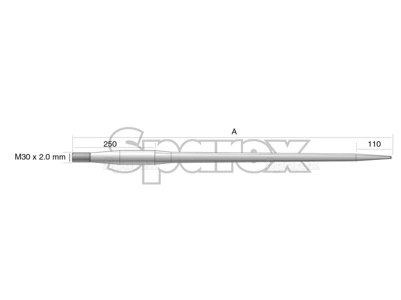 Bico - Direita 980mm, Tamanho da rosca: M30 x 2.00 (Quadrado) Aplicavel em: KK241161M30 (S.22948)