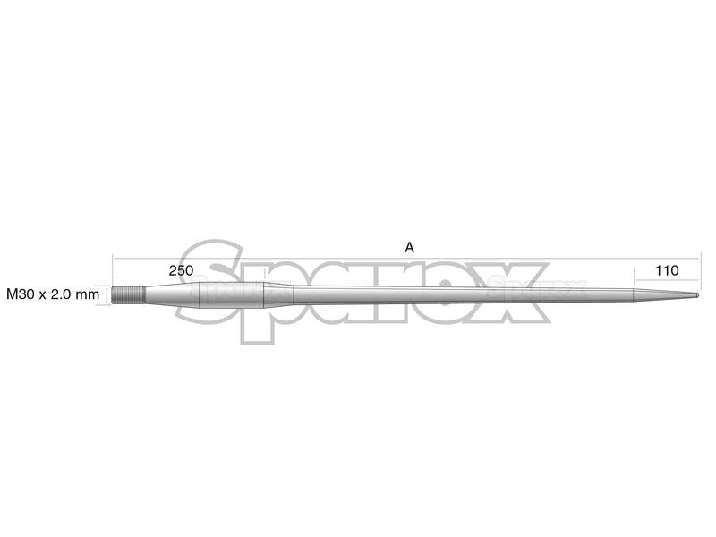 Bico - Direita 1250mm, Tamanho da rosca: M30 x 2.00 (Quadrado) Aplicavel em: 241162M30 (S.22950)