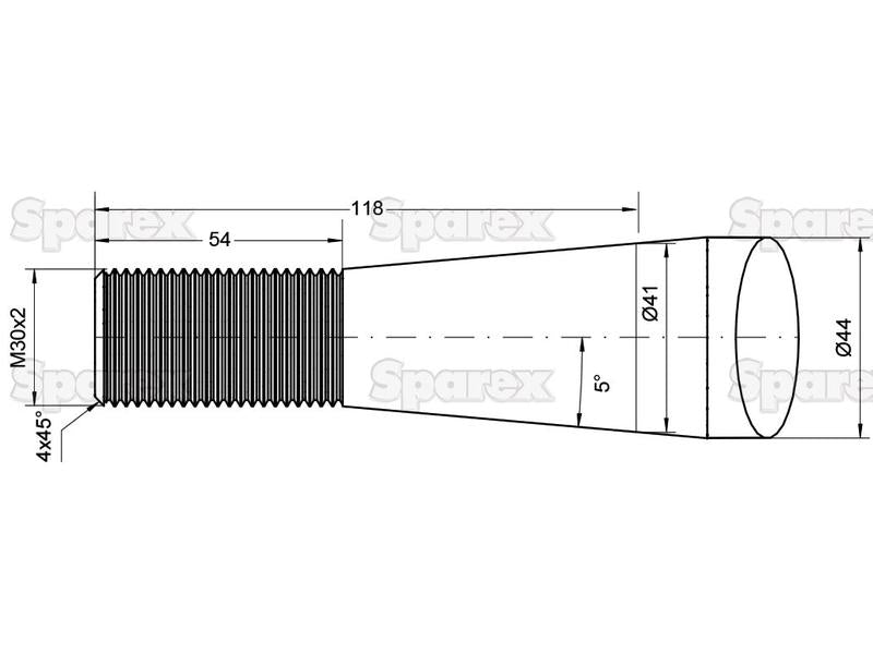 Bico - Direita 1250mm, Tamanho da rosca: M30 x 2.00 (Quadrado) Aplicavel em: 241162M30 (S.22950)