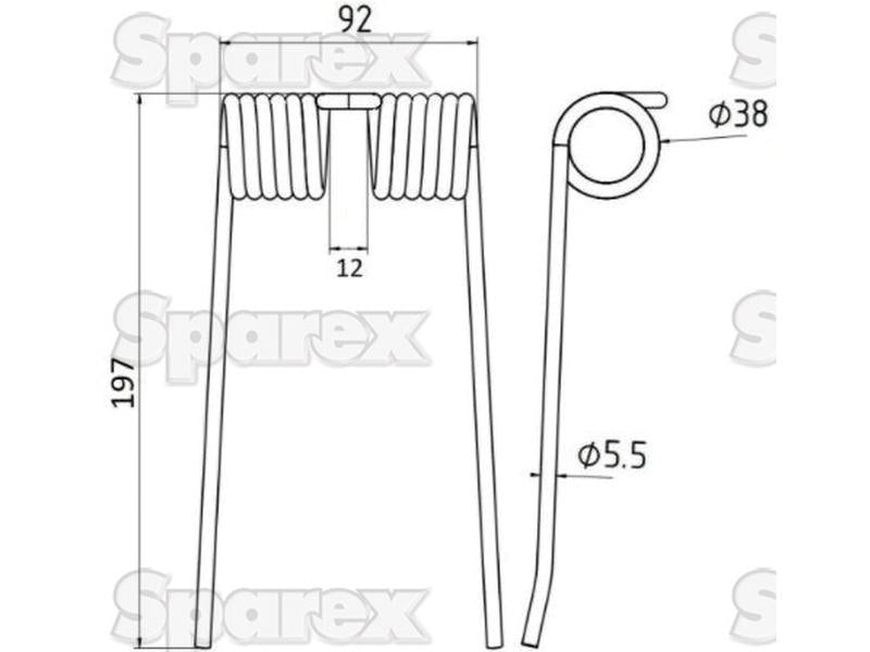 Mola Comprimento:197mm, Largura:92mm, Ø5.5mm - Acessorios para Hesston, Massey Ferguson, New Holland Aplicavel em: 700706128 (S.22953)