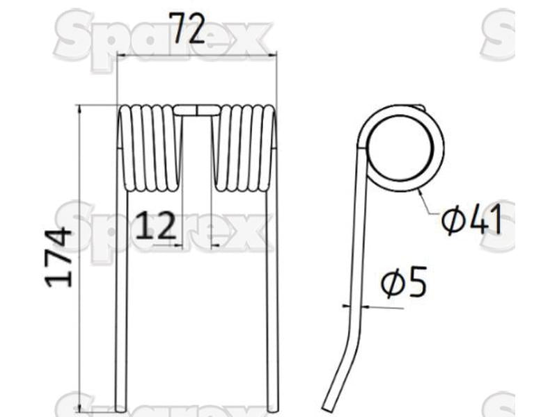 Mola Comprimento:174mm, Largura:72mm, Ø5mm - Acessorios para New Holland, Hesston Aplicavel em: 84012422 (S.22955)