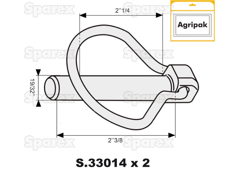 Cavilha mola tipo Pêra Ø15mm x 60mm (2 un Agripak) (S.23014)