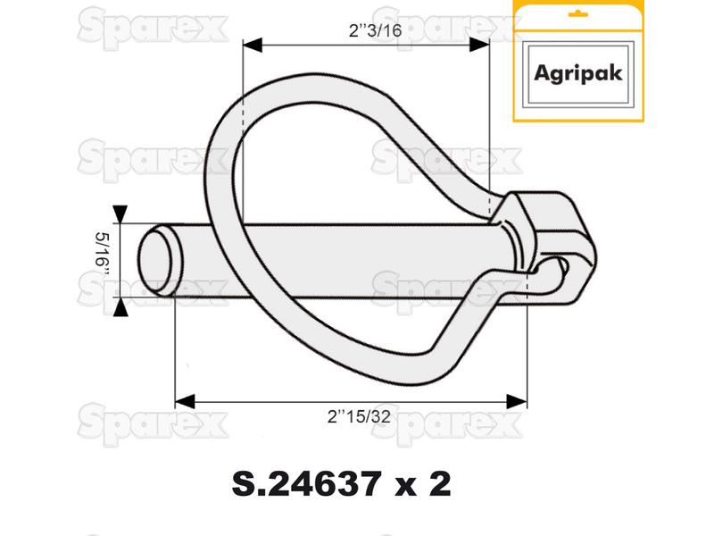 Cavilha mola tipo Pêra Ø8mm x 62mm (2 un Agripak) (S.24638)