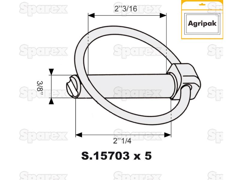 Cavilha de mola Ø9mm x 57mm (5 un Agripak) (S.25703)