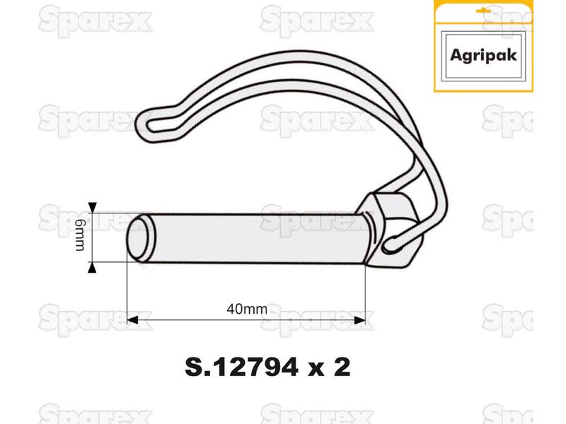 Cavilha para Tubo Ø6mm x 40mm (2 un Agripak) (S.25794)