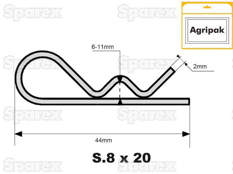 Agripak 20 un cavilhas tipo R Ø2mm (S.25808)