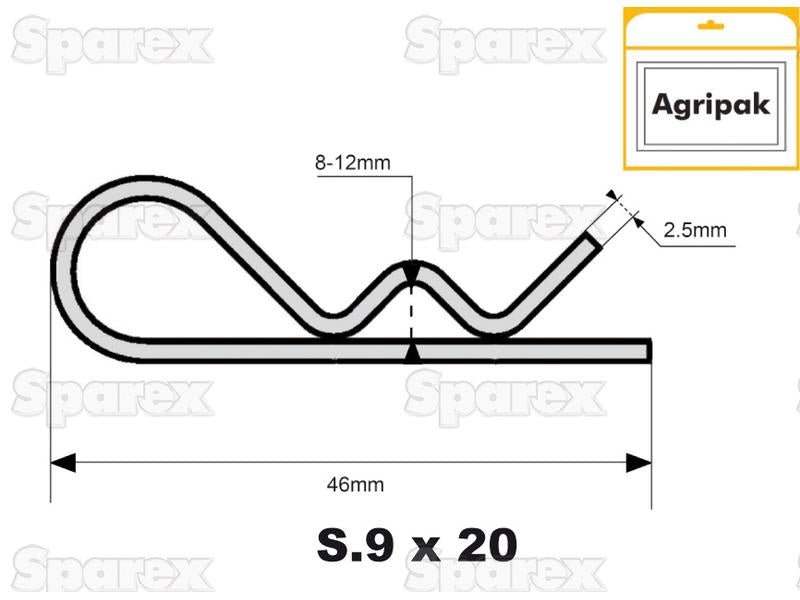 Agripak 20 un cavilhas tipo R Ø2.5mm (S.25809)