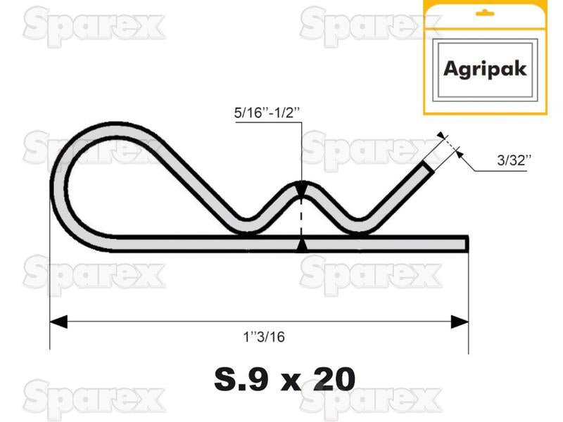 Agripak 20 un cavilhas tipo R Ø2.5mm (S.25809)