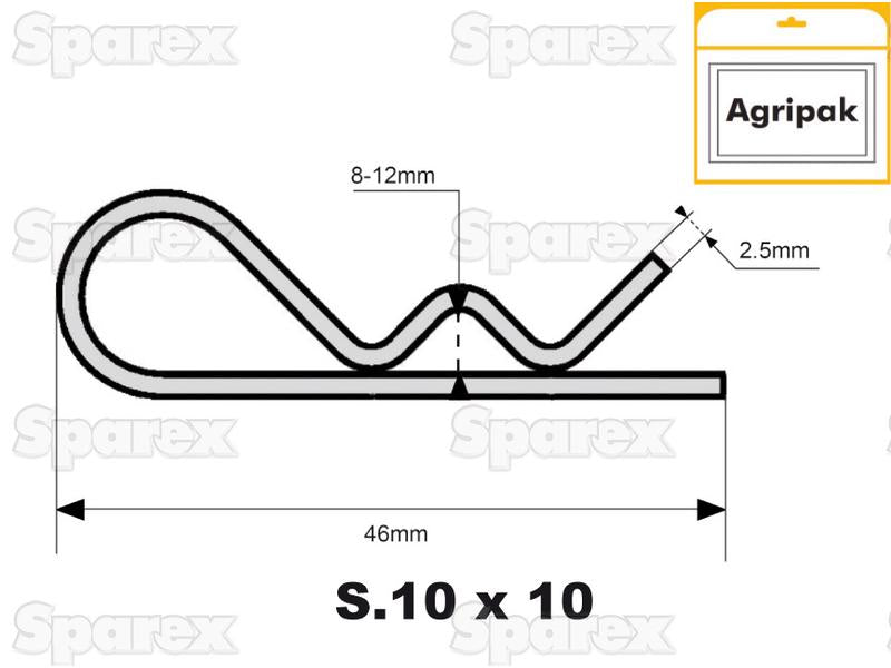 Agripak 10 un cavilhas tipo R Ø3mm (S.25810)