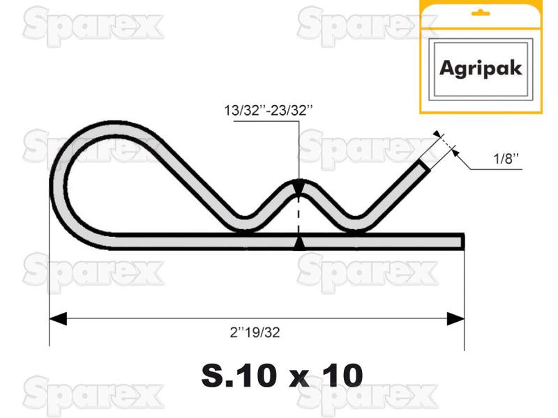 Agripak 10 un cavilhas tipo R Ø3mm (S.25810)