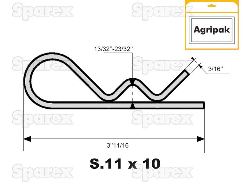 Agripak 10 un cavilhas tipo R Ø4.5mm (S.25811)