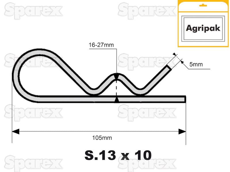 Agripak 10 un cavilhas tipo R Ø5mm (S.25813)