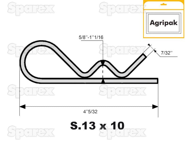 Agripak 10 un cavilhas tipo R Ø5mm (S.25813)