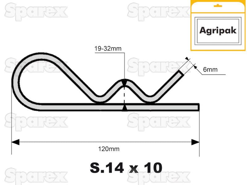 Agripak 10 un cavilhas tipo R Ø6mm (S.25814)