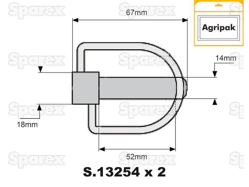 Cavilha estabilizador Ø14mm x 67mm (2 un Agripak) (S.25862)