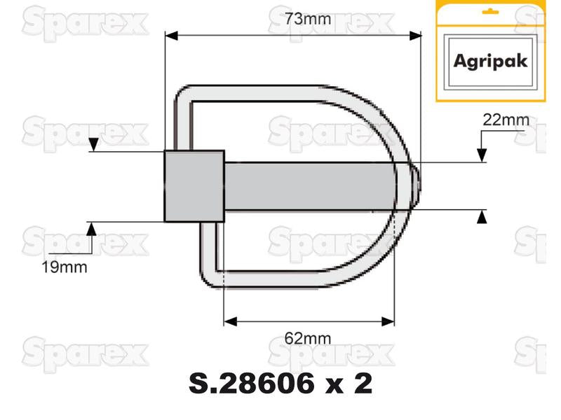 Cavilha estabilizador Ø19mm x 73mm (2 un Agripak) (S.25863)